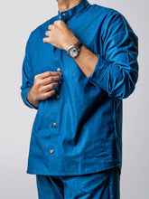 OCEAN BLUE MANDARIN SHIRT
