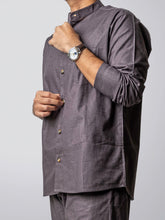 SHADOW GREY MANDARIN SHIRT