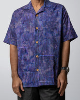 VIOLET STRIPE CUBAN SHIRT