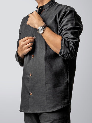 OBSIDIAN MANDARIN SHIRT
