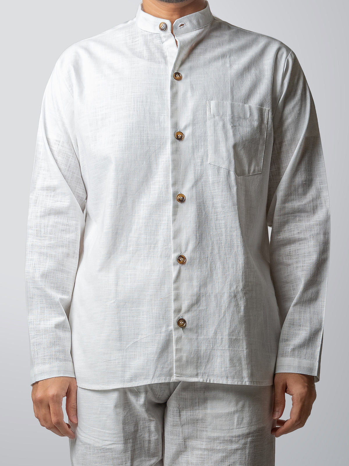 CLOUD WHITE MANDARIN SHIRT