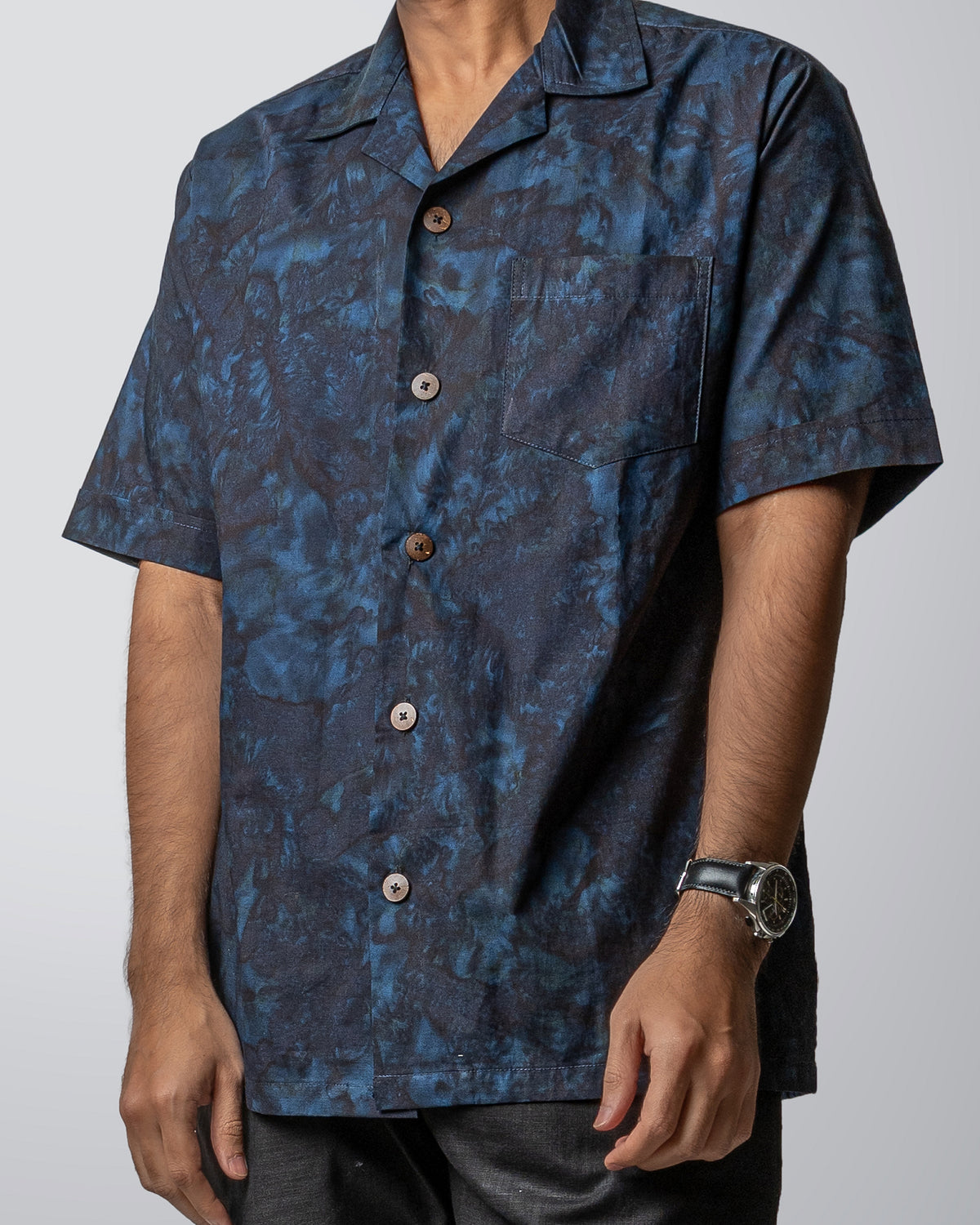 MIDNIGHT MARBLE CUBAN SHIRT